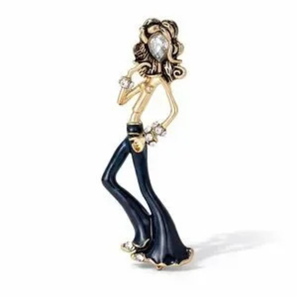 Elegant Gold and Black Fashionista Brooch